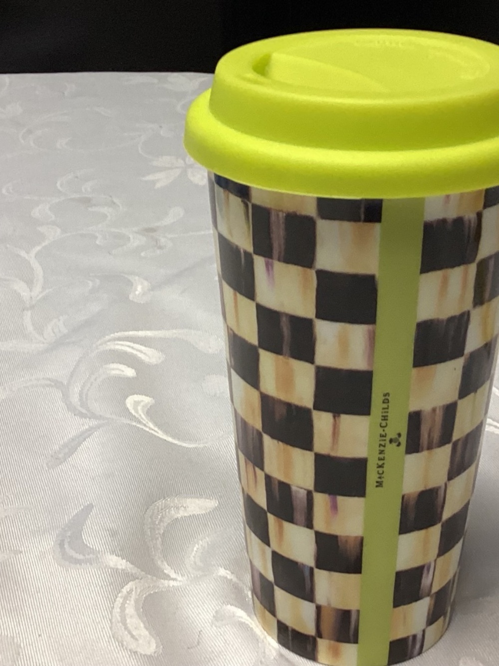 Mackenzie-Childs COURTLEY   CHECK Ceramic Travel Mug with Silicone Lid - Picture 8 of 8